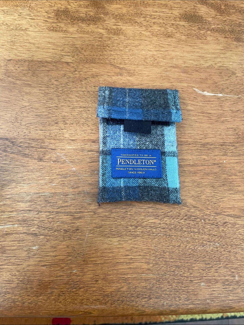Pendleton Blue and Teal Plaid Wool Card Holder